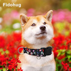 Martingale Dog Collar with Buckle Adjustable Nylon Limited Slip No Pull Training Floral Dog Collars (Black Pink Red, Medium)