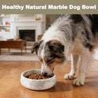 Marble Dog Bowl, 5lbs Non-Slip Cat and Dog Food Bowl Dish, Non-Tipping Weighted Puppy Pet Dish, Grey Stone Durable Food and Water Bowls, Easy to Clean, Holds 4 Cups