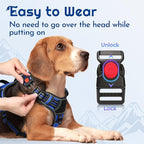 Eagloo Dog Harness for Large Dogs, Easy Wearing with 3 Buckles, Adjustable No Pull Pet Harness with 2 Rings for Walking, No Chock Reflective Soft Padded Vest with Control Handle, Blue & Black, L