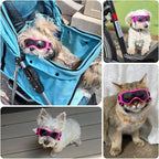 Dog Sunglasses for Extra Small Breed UV Protection Windproof XS Dog Goggles with Adjustable Head & Chin Straps for Ride Car/Hiking Travel/On Beach-Pink