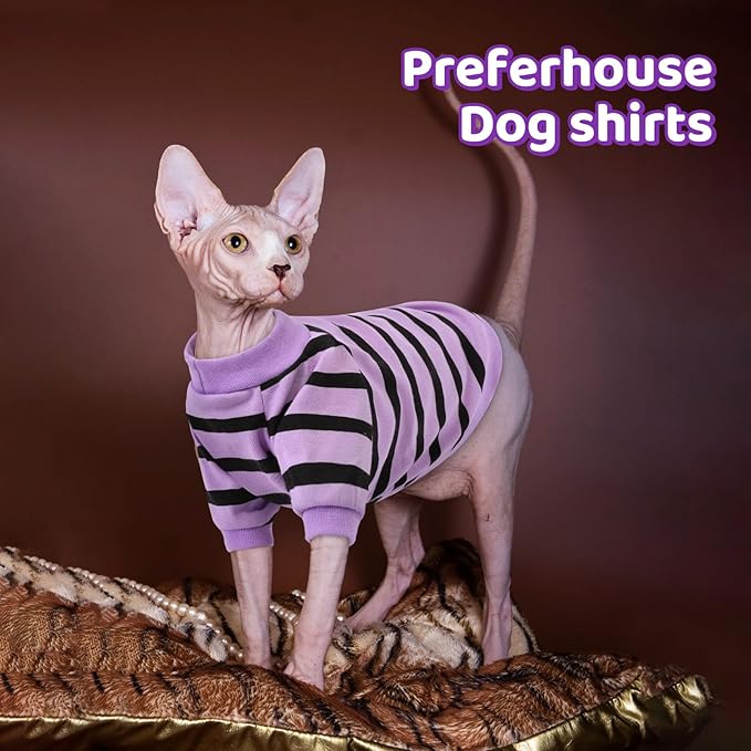 Dog Shirts for Large Dogs, Striped T-Shirts Dog Vest Pet Apparel Tee Shirts Spring Summer Suitable for Small and Medium Large Pets French Bulldog Bichon, Purple L