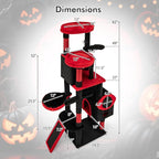 PETSITE 62-inch Gothic Cat Tree, Multi-Level Goth Coffin Cat Tree Tower with Sisal Scratching Posts, Board and Ladder, Basket, Condos, and Hanging Spider Toys, Ideal for Indoor Cats, Black & Red