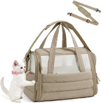 BAGSMART Cat Carrier: Soft-Sided Pet Carrier for Small Medium Cats Dogs Puppy Quilted Collapsible Puffy Travel Bag Up to 20 Lbs Brown
