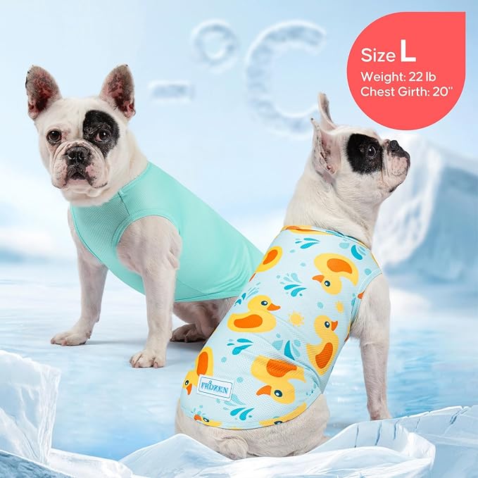 KYEESE 2Pack Dog Cooling Shirt, Breathable Dog Shirt for Small Dogs, Sun Protection Dogs Cooling Vest Tank Top, Lightweight Soft Sleeveless Summer Pet Clothes, Duck+Blue, M