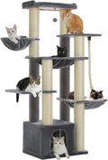 67" Heavy Duty Cat Tree for Indoor Cats Large Adult, XXL Cat Tower with 8 Thick Scratching Posts (φ4.3), Large Perch, Spacious Condo & Big Hammock - for Maine Coon up to 20 lbs, Grey