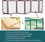 ZJSF Freestanding Dog Fence Indoor, Foldable Dog Gate for Doorways, Stairs or Hallways, Sturdy Wood Extra Wide Pet Gate with Support Feet for The House, Brown, 32 "Height-6 Panels