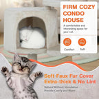 ‌Dopinmin 36" Winter Cat Tree - Plush Multi-Level Indoor Cat Tower with Sisal Scratching Posts & Ramp Plush Condo for Kittens,Beige