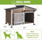 GUTINNEEN Large Outdoor Insulated Dog House Weatherproof Dog Kennel Dog Shelter with Chew-Proof Full Metal Frame, 360° Rotatable Spill-Proof Bowl, Openable Roof for Large Dog Breeds, 39.7" L