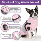 SUNFURA Dog Coat for Large Dogs, Warm Pet Jacket Winter with Harness Built in, Waterproof Pet Snow Jacket with Furry Collar, Reflective Fleece Snowsuit for Extra Large Dogs, Pink XL