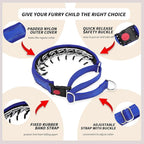 Martingale No Pull Dog Collar for Large Medium Small Dogs, Heavy Duty Nylon Reflective Adjustable Anti Pull Slip Collar with Buckle for Training Walking S Dark Blue