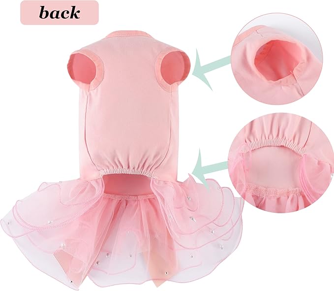 Dogs Glitter Wedding Dresses Tutu Skit for Small Medium Dog Pet Outfit Princess Flower Girl Clothes for Birthday Bridal Halloween Party Costume (Birthday Girl Pink, XS)