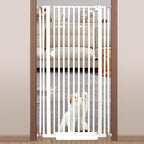 71“ Extra Tall Cat Gate for Doorway：29.4-33.4” Wide Pet Gate, Auto Close/One Handed Open, 1.34” Extra Small Gap, No Drill Pressure Mount Tall Cat Gate for Interior Stairs/Kitchens/Hallways (White)
