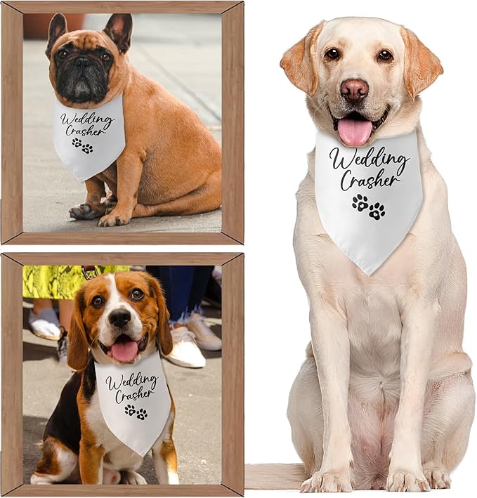 Wedding Crasher Dog Bandana Engagement Gifts for Couples Wedding Engagement Announcement Photo Prop Pet Scarf Accessories for Pet Dog Lovers Gifts