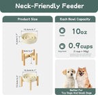 Ceramic 0.9 Cup Raised Dog Slow Feeder Set, Elevated Bowl with Wooden Stand for Small Dog and Cat, 6.1inch Puzzle Slow Dog Food Dish, Anti-Gulping(Light Yellow, Single Bowl+ Stand)