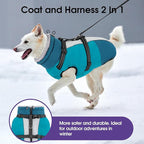 SUNFURA Dog Coat for Small Dogs, Warm Dog Winter Jacket with Harness Built in, Waterproof Pet Snow Jacket Fleece Cold Weather Coats for Puppy Chihuahua, Maltese, Turquoise XS