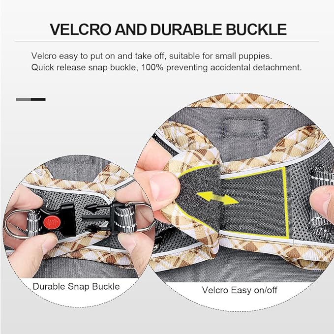 Mercano Soft Mesh Dog Harness and Leash Set, No-Chock Step-in Reflective Breathable Lightweight Easy Walk Vest Harnesses with Safety Buckle for Small Dogs, Cats (Grey, XL)