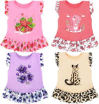 XPUDAC 4 Pack Dog Dresses Cute Printed Puppy Clothes for Small Dogs Girl Chihuahua Doggie Outfits Tank Top Vest Dresses Cat Apparel,Medium(Chest-17.6")