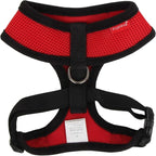 Puppia Soft Dog Harness No Choke Over-The-Head Triple Layered Breathable Mesh Adjustable Chest Belt and Quick-Release Buckle, Red, Small
