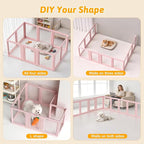 DIY Clear Acrylic Dog Playpen House,Quick Easy Assembly and Disassembly,Strong Floor Suction,Indoor and Outdoor Use,Easy Cleansing Puppy Fence (Skin Pink, 23.6" H, 10PCS)