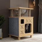 Multi-Functional Cat Tree with Scratching Post & Acrylic Capsule, Cat Houses Cats Hideaway Kitten Cave Ideal Cat Tower Bed for Indoor Cats Comfortable Condo Furniture for Kitten