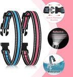 Collar Replacement Strap Compatible with Dog Training Collar Receiver/Dog Shock Collar Receiver/Dog Bark Collar, Reflective Dog Collars Strong, 2 Piece Set, Pink & Blue