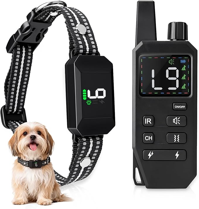 Small Shock Collar for Small Dogs，1300FT Dog Training Collar with Remote，4 Training Modes - IP67 Waterproof Rechargeable, Beep, Vibration, Safe Shock, IR for Small & Medium Dogs(5-30Lbs，Black)