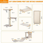 COZIWOW Cat Wall Shelves Set, 5-Piece Wall Mounted Cat Furniture with Cat Tree & Scratching Post, Floating Cat Perches for Indoor Cats（Beige）