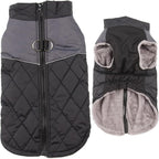 Warm Fleece Dog Coats for Small Dogs,D-Rings Waterproof Puppy Jacket for Cold Winter,Black XS