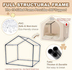 Jiupety Indoor Dog House with Frame, Cute Dog Tent Bed with Cover Cave, Breathable, Washable, and Foldable House, Suitable for 20-40 Lb, Large (25"×25"×25"), Beige