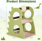 Tangkula Cute Cat Tree, Dinosaur-Shaped Cat Tower with Rotatable Sisal Scratching Ball, Soft Plush Fabric, Cat Climbing Stand, 2-Tier Modern Cat Tree for Small Indoor Cats (Green)