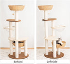 Modern Cat Tree for Large Cat, Wood Cat Tower Heavy Duty with Scratch Post for Indoor Big Cats (133cm (Particle Board))