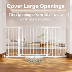 Cumbor 36.6-64" Extra Wide Baby Gate for Stairs, Dog Gates for Doorways, Auto-Close Pet Gate Indoor, Pressure Mounted Walk Through Safety Child Gate for Kids Toddler, Tall Pet Puppy Fence Gate, White