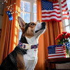 ARING PET 4th of July Collars for Dogs, Fourth of July Patriotic Bow Flag Red Blue Dog Collar for Puppy Small Medium Large Boy Girl Doggy-M