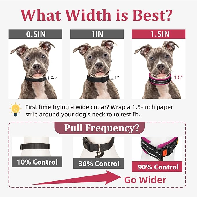 Mayerzon 1.5" Wide Martingale Collar for Large Medium Small Dogs Pitbull German Shepherd, No Pull Reflective Slip Martingale Dog Collar with Buckle Soft Padded for Walking Training(Pink,M)