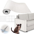 Cat Scratch Furniture Protector - 158" x 17" Trimmable Self-Adhesive Cats Claws Scratch Pads, DIY Cat Climbing Couch Protector for Scratch Post Cat Tree Replacement Indoor (Cream White)