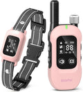 Delupet 2-in-1 Dog Bark & Training Collar – 4500FT Shock Collar with Remote Control, Automatic Anti-Barking E Collar with IPX8 Waterproof & LED Light for Small Medium Large Dog (Pink)