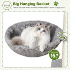 Small Cat Tree Tower for Indoor Cats, 40 In Medium Multi-Level Compact Cat House Bed with 2 Condo, Large Platform Perch, Sisal Scratching Post, Hammock, Cat Climbing Stand for Kitty kitten(Light Grey)