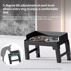 PAKEWAY Elevated Dog Bowls, Spill Proof, Tiltable Pet Feeder with 1 Stainless Steel Bowl &1 Stainless Steel Slow Feeder Bowl, 6 Height Adjustable Raised Bowls Stand for Medium Large Dogs