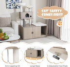 PETSITE Cat Tree with Litter Box Enclosure, 2-in-1 Modern Cat Tower with Condos, Top Perch, Sisal Posts, Scratching Board, Platform, Dangling Balls, Hidden Litter Box with Cat Tree (52 Inches Tall)