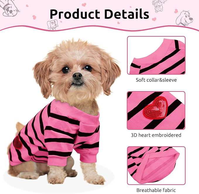 Pet Dog Striped T-Shirt Dogs Cats Cotton Vest Spring Summer Pet Apparel Tee Shirt Suitable for Small and Medium Large Pets French Bulldog Bichon