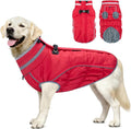 Malier Dog Coat, Reflective Dog Jacket Waterproof Windproof Puppy Cold Weather Coats with Harness Built in, Winter Extra Warm Pet Coat Fleece Vest for Small Large Pets and Puppy (Red, XXX-Large)