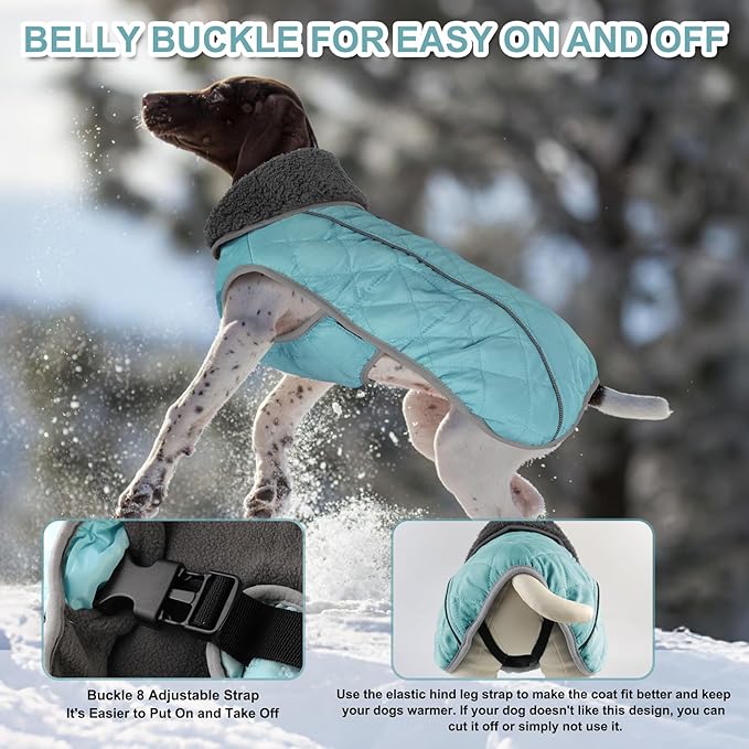 Doglay Dog Coat, Waterproof Dog Jacket Pet Winter Coat for Cold Weather with Thicken Furry Collar, Reflective Puppy Winter Jacket Warm Fleece Lining for Small Medium Large Pets