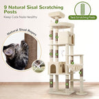 Globlazer Giant Cat Tree, 83 inch Cat Tree for Indoor Cats Large Adult, XXL Cat Tower with 9 Scratching Posts for 20lb+ Heavy Duty Large Adult Cats, F83, Beige