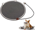 Handmade Woven Cat Scratcher Mat, 16.9"/19.7" Natural Cotton Rope Cat Scratching Pad for Indoor Cats, Non-Slip Flat Scratch Pad, Soft Durable Cat Lounging Mat with Ball Toy (Gray,16.9 in)