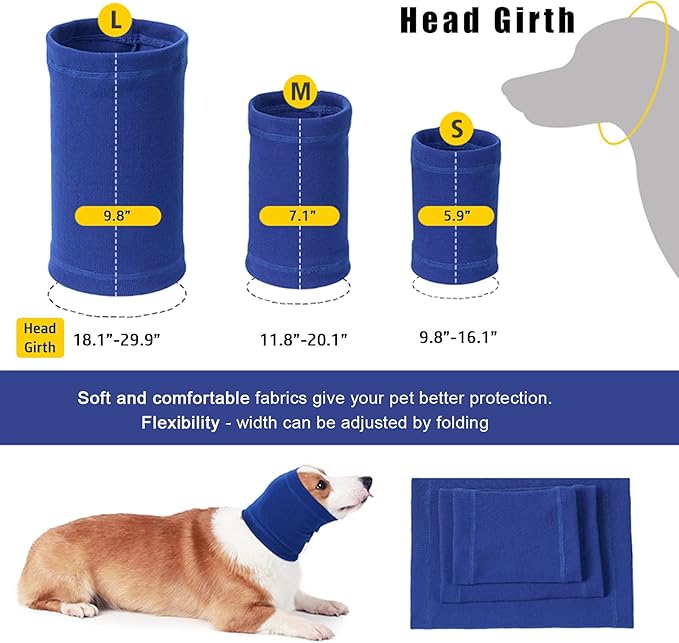 Nanaki Dog Calming Hoodie Quiet Head Cover Sleeves - Ear Covers Hood for Noise Bath, The Grooming and Force Drying Head Protection for Anxiety Relief and Calming Dog Neck and Ear Warmer