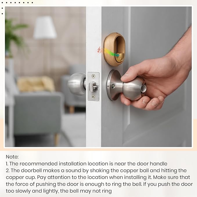 2 Pcs Shopkeepers Bell for Door Opening, Magnetic Wood Doorbell Chime When Door Opens, Magnetic Doorbell for Cafe Glass Doors Store Entrance, Housewarming Gift(Oval,4.13 x 2.95 Inches)
