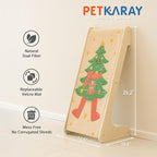 PETKARAY L Shape Cat Scratcher, Sisal Kitty Scratching Ramp, Vertical Scratch Pad for Indoor Cats, 25.2" Furniture Protector with Catnip, Festive Edition