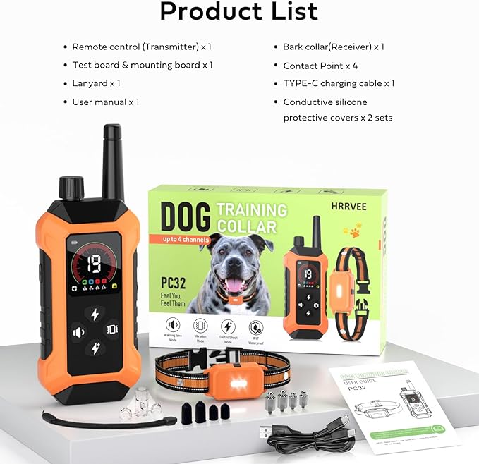 Shock Collar for Dogs (5–150Lbs) 4400FT IPX7 Waterproof Dog Training Collar with Remote Control 5 Training Modes Rechargeable Electric Dog Collar with Light, E collar for Puppy Small Medium Large Dogs