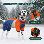 Kuoser Fullbody Dog Coat - Medium Dogs, Warm Winter Coat with Harness, Reflective, Blue L