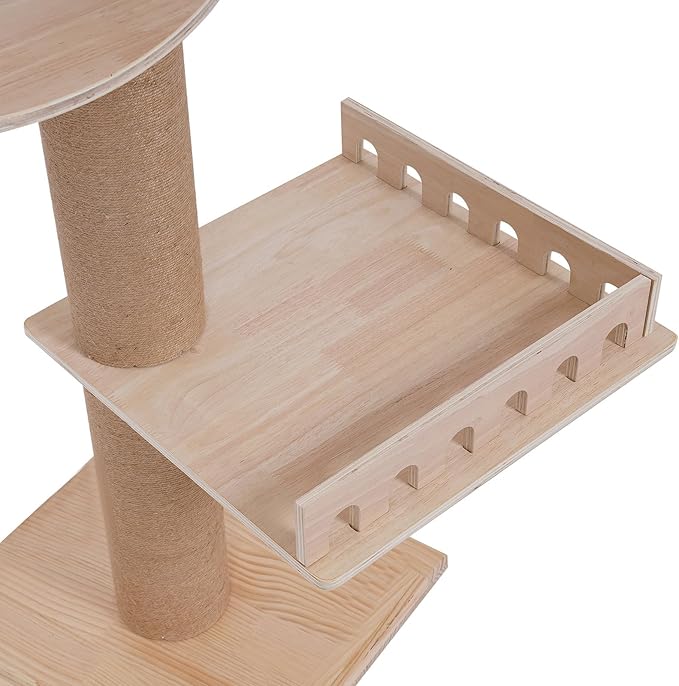 100.4-104.3" Tall Wood Cat Tower Tree Wall, Floor to Ceiling Cat Tree 5 Tiers Cat Tower with Sisal Scratching Climbing Posts Load About 15-20Kg/30.07-44.09Lbs in The Living Room, Bedroom